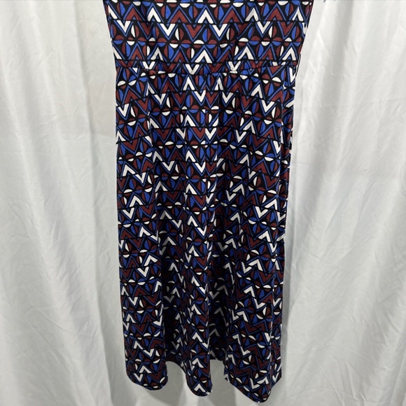 NEW $295‎ WEEKEND MAX MARA [ XS ] Thomas Geometric Tie Flare Dress In Blue - Picture 9 of 15